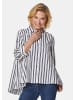 GOLDNER Kurzgröße:  Bluse Schlichte Baumwoll-Bluse mit 3/4-Arm in weiß / marine / gestreift