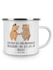 Mr. & Mrs. Panda Camping Emaille Tasse Unschlagbares Brautpaar m... in Weiß