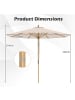 COSTWAY Sonnenschirm 270 cm mit Holzschirmstange knickbar in Beige