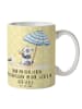 Mr. & Mrs. Panda Tasse Sommer Meer Glück mit Spruch in Gelb Pastell