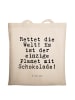 Mr. & Mrs. Panda Shopping Tasche Rettet die Welt! Es... mit Spruch in Creme