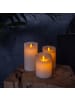 Intirilife 3x Flammenlose LED Kerzen Wachs 7.5x15/12.5/10 cm mit Fernbedienung in Weiß