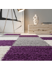KADIMA DESIGN Teppich Hochflor Shaggy Waschbar Karo RHEIN Strapazierfähig in Violett