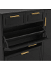 ABRIHOME Schuhschrank in Schwarz 120x24x107 cm mit 2 Schubladen 2 Türen Klappfach