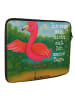 Mr. & Mrs. Panda Laptop Tasche Flamingo Yoga Design mit Spruch in Weiß
