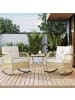 ABRIHOME Rattan Schaukelstuhl-Set mit 2 Stühlen und Glas-Tisch in Beige