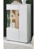 Furn.Design Vitrine weiß matt, Eiche 75 x 125 cm, Stauraumvitrine mit Soft-Close