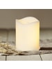 STAR Trading LED Outdoor-Kerze ,Flame Candle' in Weiß, Batterie + Timer, flackernd,