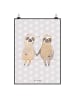 Mr. & Mrs. Panda Poster Faultier Pärchen ohne Spruch in Grau Pastell