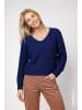 monari Chenille-Pullover mit V-Ausschnitt und Perlfangmuster in Classic Navy