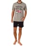 NORMANN Schlafanzug kurzarm Shorty Frontprint in grau