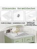 ABRIHOME Waschbeckenunterschrank in Grün mit Keramikbecken Soft Close Schublade 81x45,5x86,5 cm