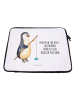 Mr. & Mrs. Panda Notebook Tasche Pinguin Angler mit Spruch in Weiß