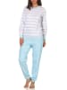 NORMANN Frottee Schlafanzug Bündchen Pyjama Streifen - 51764 in hellblau