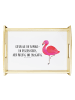 Mr. & Mrs. Panda Holztablett Flamingo Classic mit Spruch in Weiß