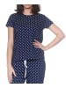 NORMANN Schlafanzug kurzarm Oberteil Pyjama Shirt Top in marine