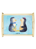 Mr. & Mrs. Panda Servier Tablett Pinguin Pärchen ohne Spruch in Eisblau