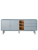 home24 home24 Sideboard 180 cm (1er Set) - Blaugrau - MDF & Massivholz Buche - 180.0 x 75.0 x 40.0 cm in Blaugrau