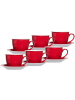 Ritzenhoff & Breker 6er Set Milchkaffee Tassen mit Untertassen Doppio in – 350 ml in Rot