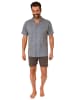 NORMANN kurzarm Schlafanzug Shorty Pyjama zum durchknöpfen - 78279 in dunkelgrau