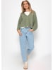 SASSYCLASSY Zopfstrick-Cardigan mit Knopfleiste in Salbeigrün