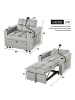 ABRIHOME 3-in-1 Einzel-Schlafsofa mit Schlaffunktion in Grauweiß