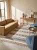 KADIMA DESIGN Naturfaser-Teppich Handgewebt WHARFE Boho Gestreift Wohnlich in Natur-Blau
