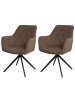 MCW 2er-Set Esszimmerstuhl L80 drehbar mit Armlehne, Braun