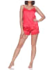NORMANN Satin Schlafanzug Shorty Pyjama Ärmellos in rot