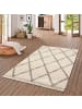 Pergamon Hochflor Langflor Shaggy Teppich Boho Rauten in Creme