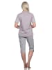 NORMANN Kurzarm Schlafanzug Caprihose Herz - 78870 in grau