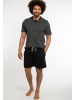 CiTO Schlafanzug - T-Shirt mit Hose kurz Night & Home in Grau / Schwarz