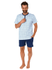 NORMANN Schlafanzug kurzarm Shorty Knopfleiste am Hals - 78378 in marine