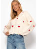 SASSYCLASSY Cardigan mit Herzen in Offwhite