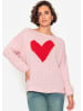 SASSYCLASSY Oversize Pullover mit Herz in Rosa