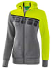 erima 5-C Trainingsjacke mit Kapuze in grau melange/lime pop/schwarz