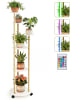 COSTWAY 6-stufig Blumenständer mit LED & Rollen 45 x 43 x 146,5 cm in Weiß