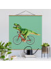 WALLART Stoffbild - Jonas Loose - Dinosaurier mit Fahrrad in Grün