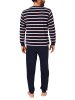 NORMANN Frottee Pyjama Schlafanzug Bündchen Streifen - 49730 in navy