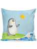 Mr. & Mrs. Panda Deko Kissen Pinguin Surfer ohne Spruch in Eisblau