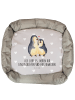 Mr. & Mrs. Panda Katzenkörbchen Pinguine Einschlafen mit Spruch in Grau Pastell