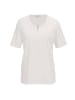 GOLDNER Kurzgröße:  Rundhalsshirt mit Häkelspitze in cremeweiß