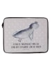 Mr. & Mrs. Panda Laptop Tasche Axolotl Schwimmen mit Spruch in Grau Pastell