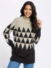 Sieh an! Longpullover in sand-schwarz-gemustert
