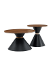 ABRIHOME Couchtisch Set in Walnuss Schwarz 2-tlg rund mit Konus Metall