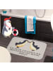 Mr. & Mrs. Panda Badematte Pinguin Liebe mit Spruch in Grau Pastell