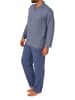 NORMANN Langarm Schlafanzug Jersey Pyjama zum durchknöpfen - 81202 in blau