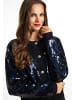faina Damen Strickjacke Mit Pailletten in Schwarz