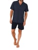 NORMANN kurzarm Schlafanzug Shorty Pyjama zum durchknöpfen in navy