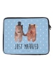 Mr. & Mrs. Panda Laptop Tasche Bär Heirat mit Spruch in Blau Pastell
